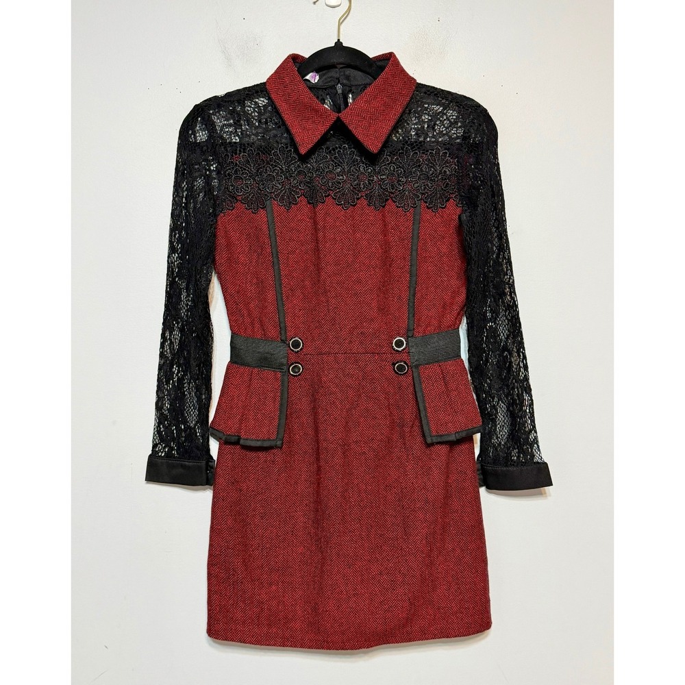 Victorian Gothic Dark Romantic Dress Womens Size Small Vampirecore Sheer Lace‎